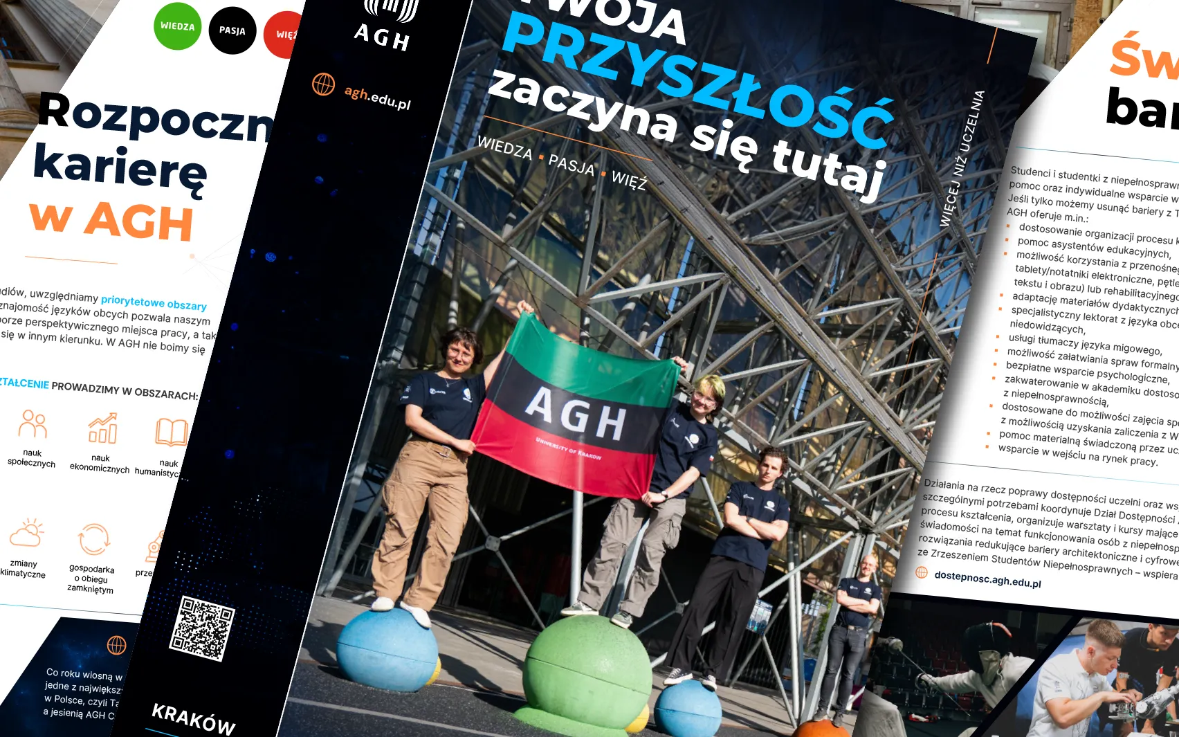 Broszura rekrutacyjna AGH 2026 z okładką i wybranymi stronami publikacji
