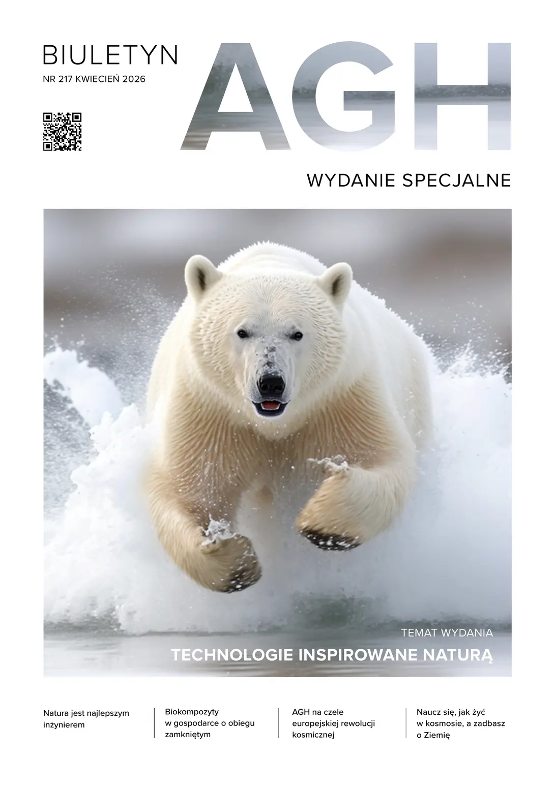 Okładka specjalnego wydania Biuletynu AGH z niedźwiedziem polarnym
