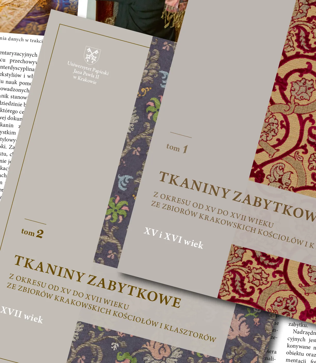 Dwutomowy katalog Tkaniny zabytkowe z okładkami i kartą obiektu