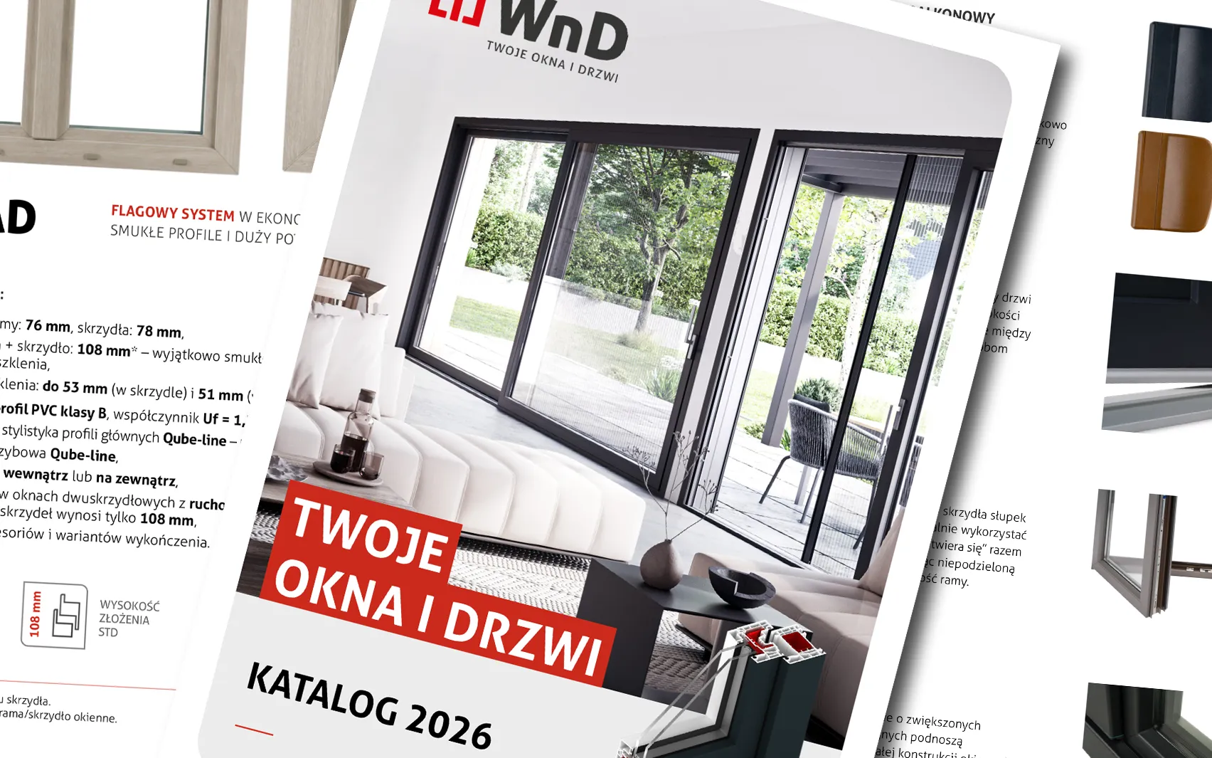 Katalog WnD 2026 z okładką, kartą produktu i wzornikiem kolorów